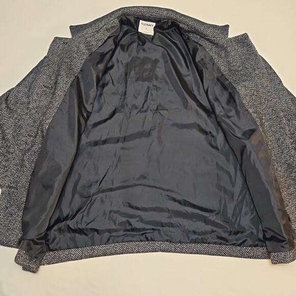 Old Navy Size XL Blue Herringbone Car Coat Jacket 3‎ Buttons Pockets Wool Blend - Picture 7 of 8